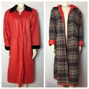 Oversized Plaid PVC Rain Coat Vintage 90s
